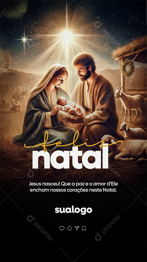 Story Feliz Natal 25 de Dezembro Social Media PSD Editável