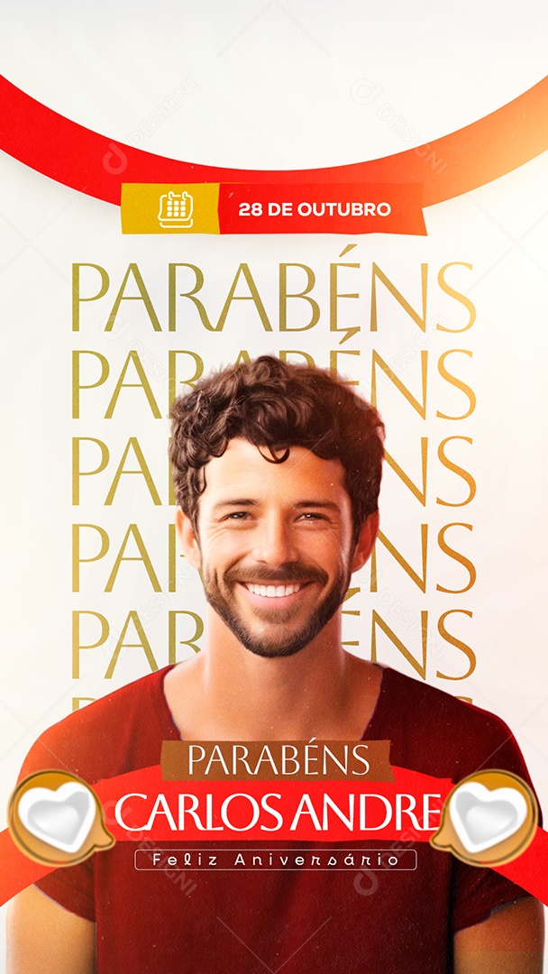 Story Parabéns Carlos André Feliz Aniversario Social Media PSD Editável
