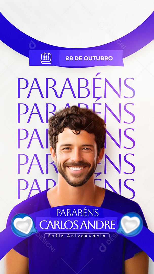 Story Parabéns Carlos André Feliz Aniversario Social Media PSD Editável