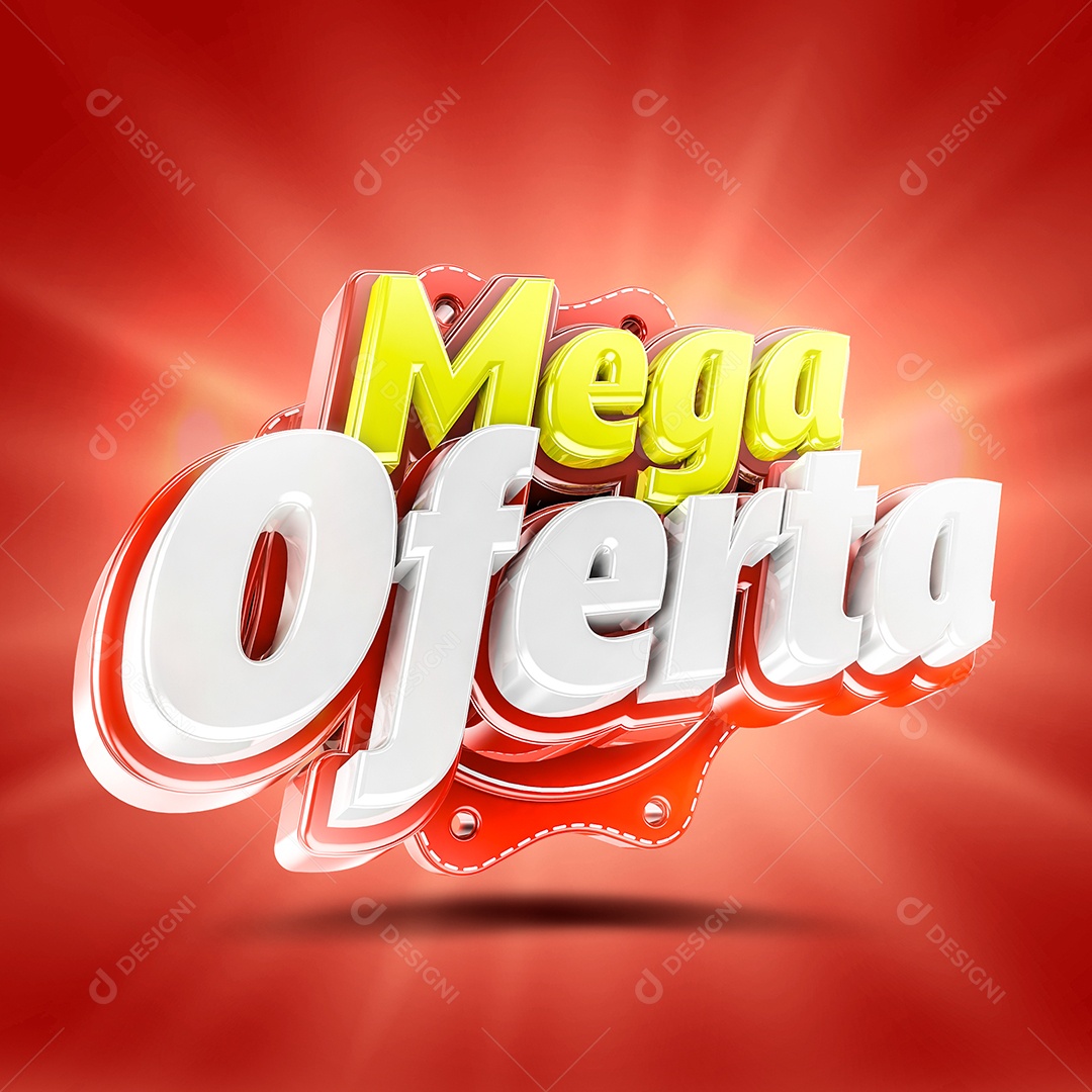 Selo 3D Mega Ofertas Para Composição PSD