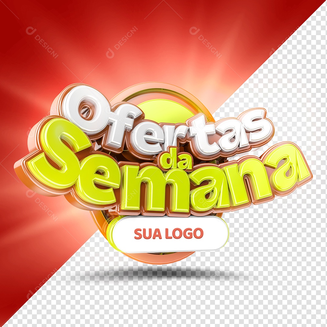 Selo 3D Ofertas da Semana para Composição PSD