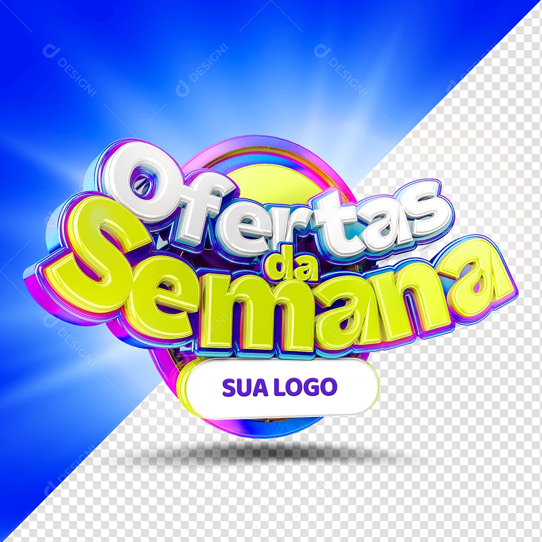 Selo 3D Ofertas da Semana para Composição PSD