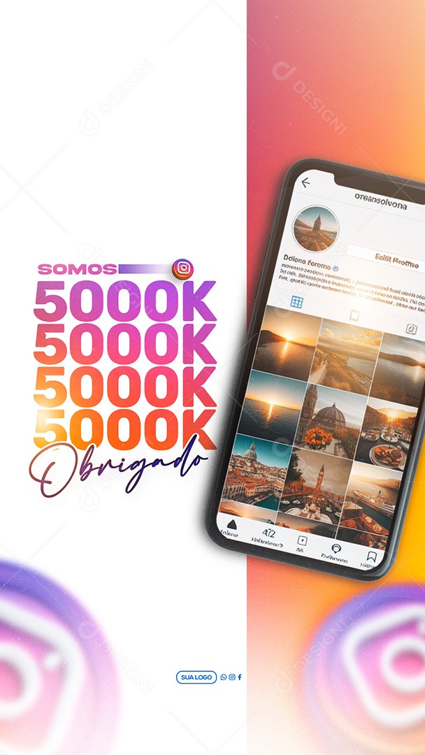 Story Somos 5k Seguidores no Instagram Social Media PSD Editável
