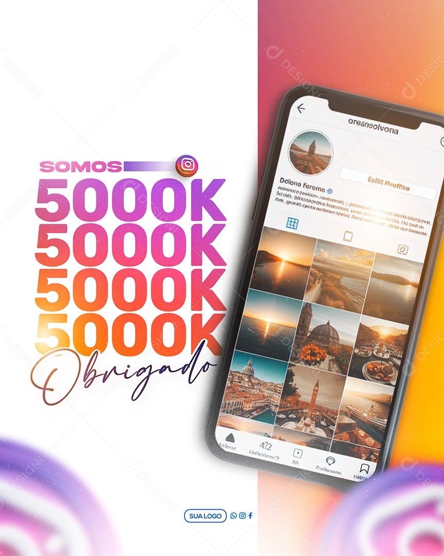 Somos 5k Seguidores no Instagram Social Media PSD Editável