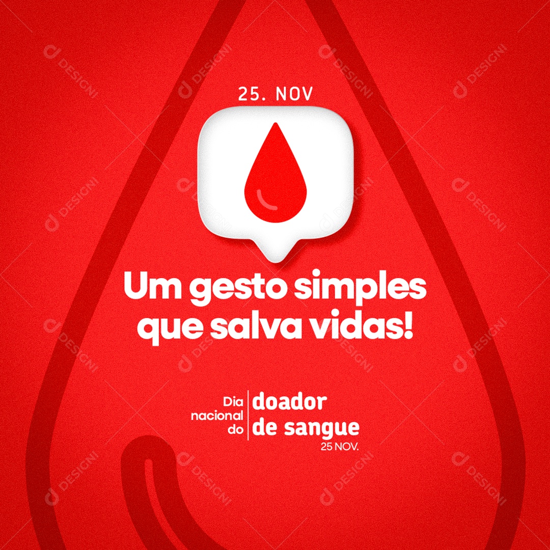 Dia Nacional do Doador de Sangue 25 de Novembro Social Media PSD Editável