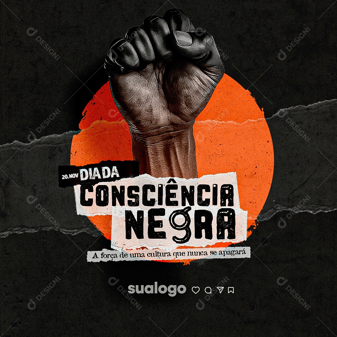 Dia da Consciência Negra 20 de Novembro Social Media PSD Editável