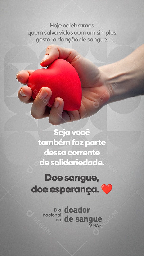 Dia Nacional do Doador de Sangue 25 de Novembro Social Media PSD Editável