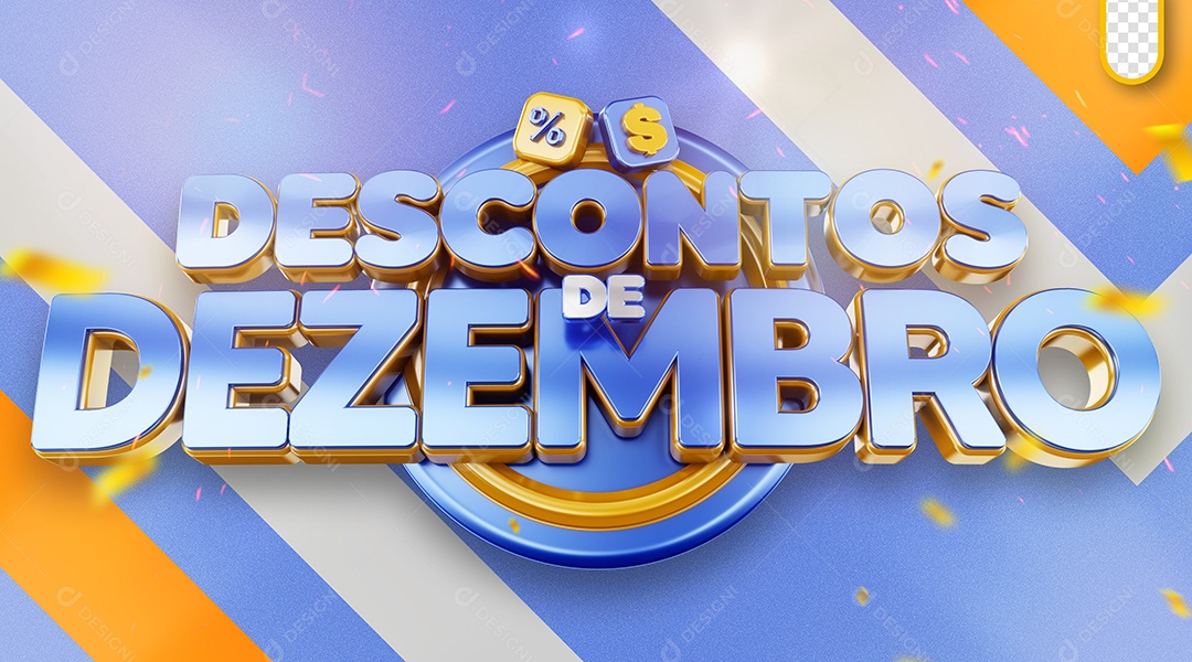 Selo 3D Descontos de Dezembro PNG Transparente