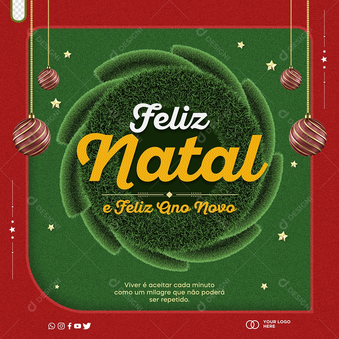 Selo 3D Feliz Natal E Feliz Ano Novo Elemento 3D Para Composição PSD