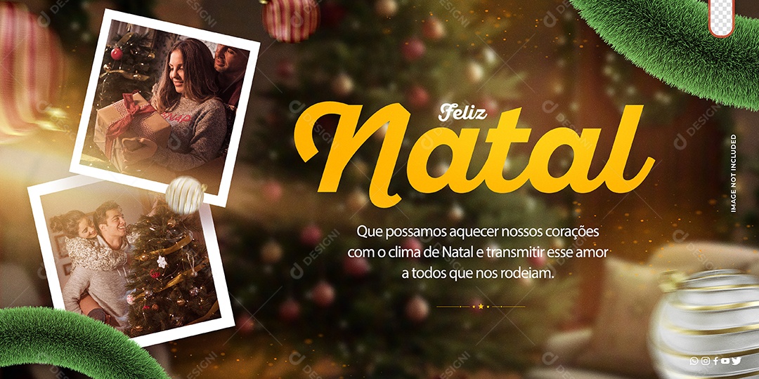 Banner Feliz Natal Que Possamos Aquecer Nossos Corações Com O Clima de Natal Social Media PSD Editável
