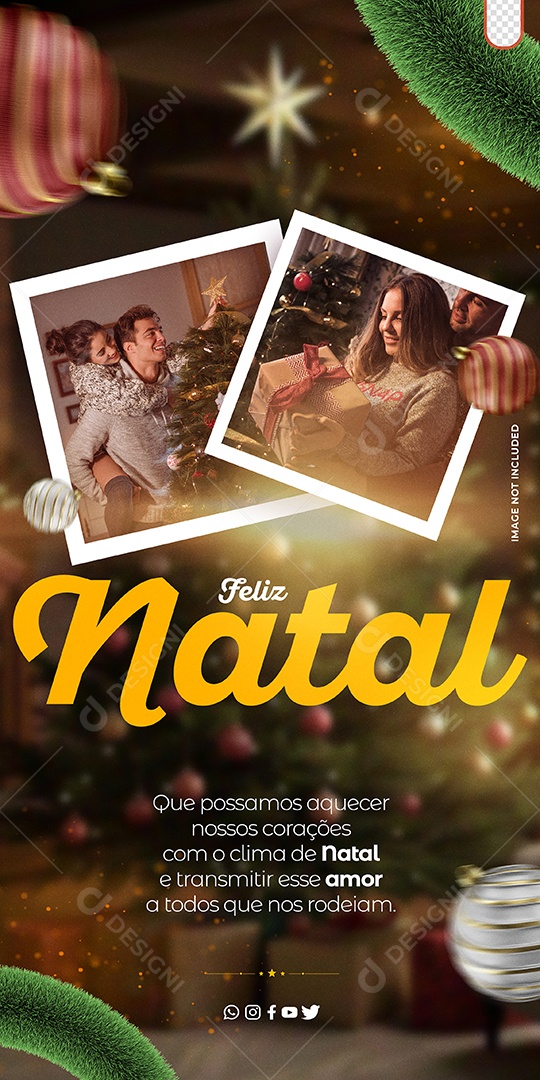 Story Feliz Natal Que Possamos Aquecer Nossos Corações Com O Clima de Natal Social Media PSD Editável