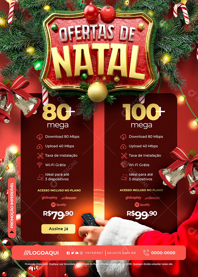 Flyer Natalino Ofertas de Natal Provedor de Internet Social Media PSD Editável