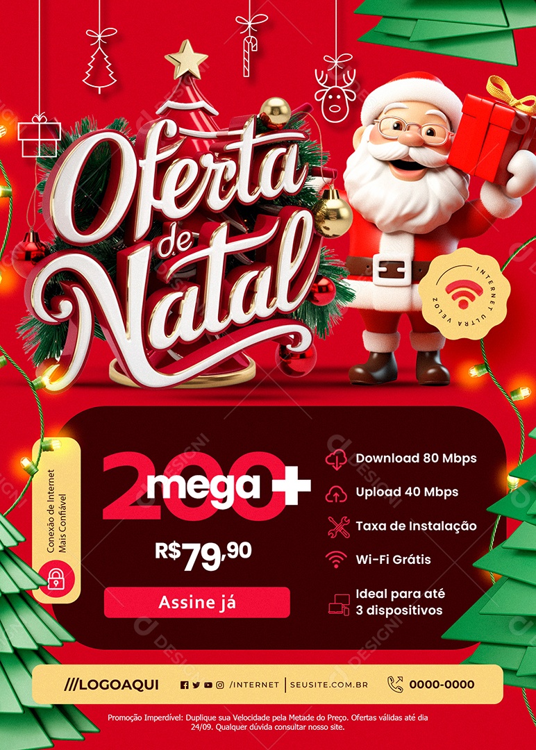 Flyer Natalino Oferta de Natal Provedor de Internet Social Media PSD Editável