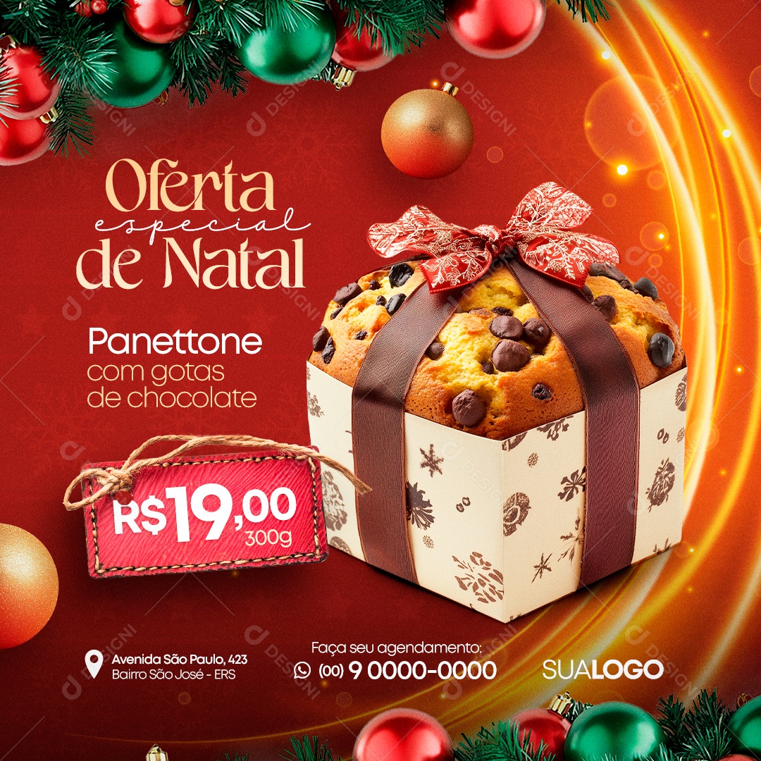 Supermercado Oferta de Natal Panettone Social Media PSD Editável