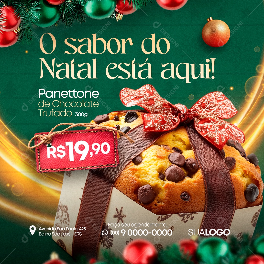 Supermercado O Sabor do Natal Está Aqui Social Media PSD Editável