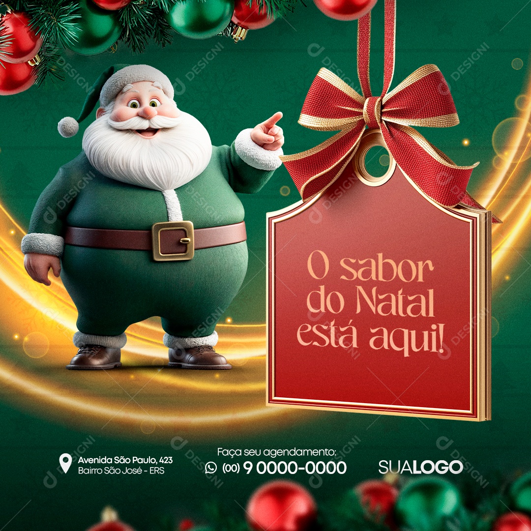 Supermercado o Sabor do Natal Está Aqui Social Media PSD Editável