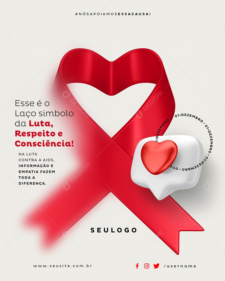 Dezembro Vermelho Na Luta Conta Aids Social Media PSD Editável