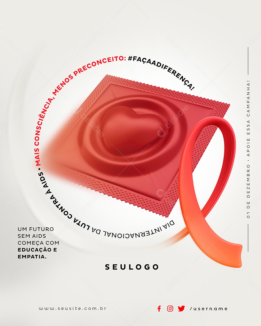 Dezembro Vermelho Um Futuro Sem Aids Social Media PSD Editável