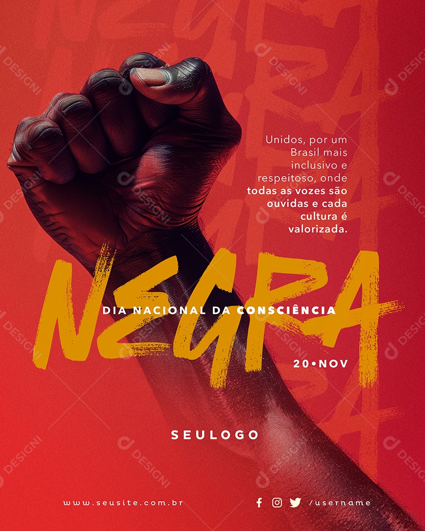 Dia da Consciência Negra 20 de Novembro Social Media PSD Editável