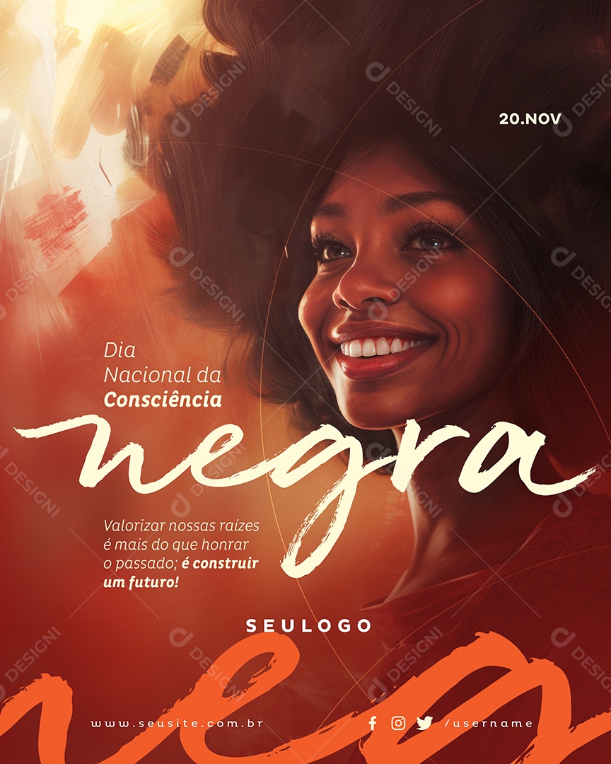 Dia da Consciência Negra 20 de Novembro Social Media PSD Editável