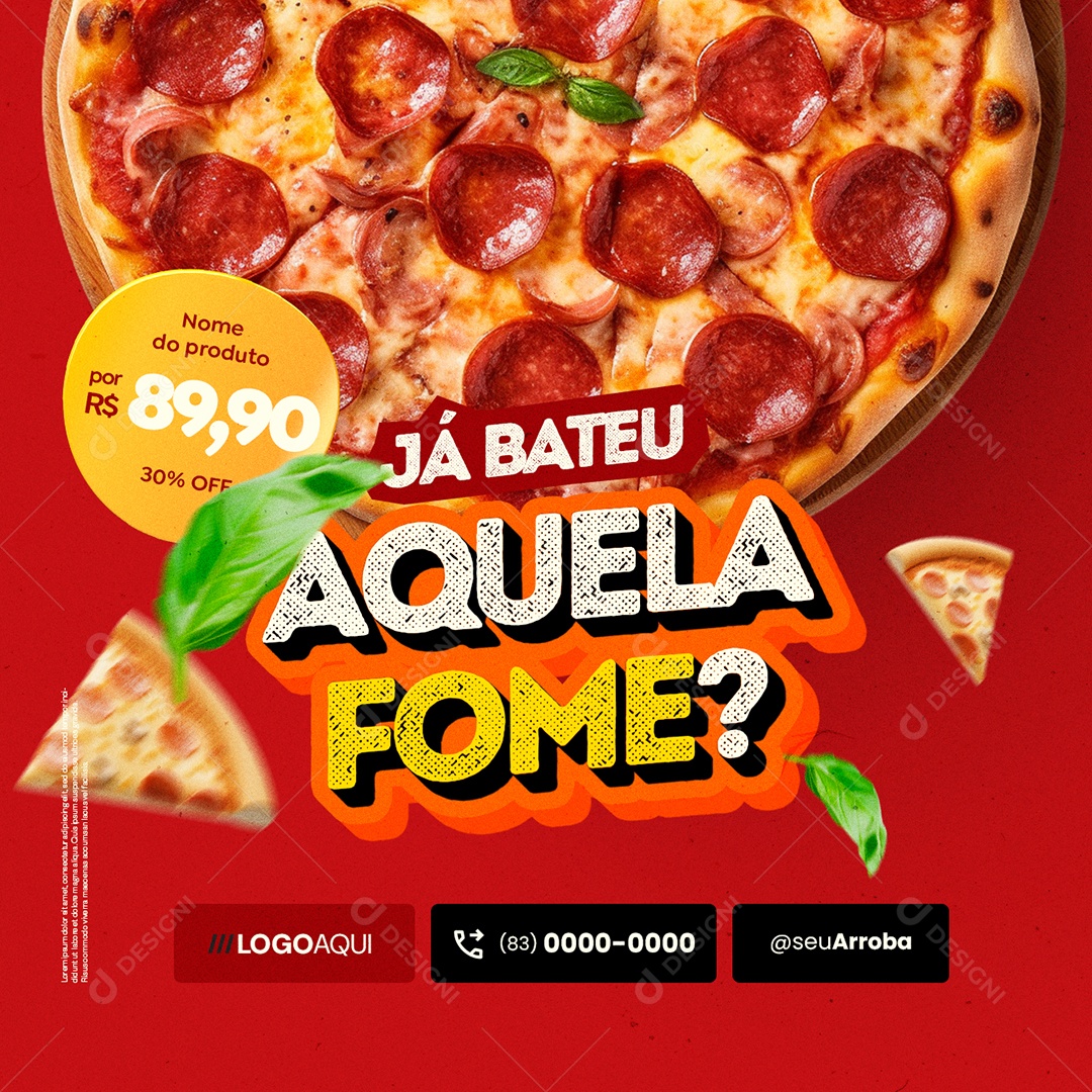Social Media Pizzaria Já Bateu Aquela Fome PSD Editável