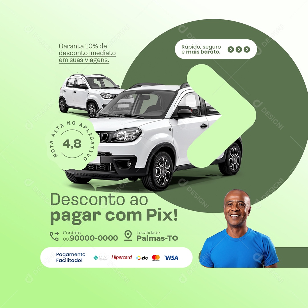 Uber Desconto ao Pagar com Pix Social Media PSD Editável