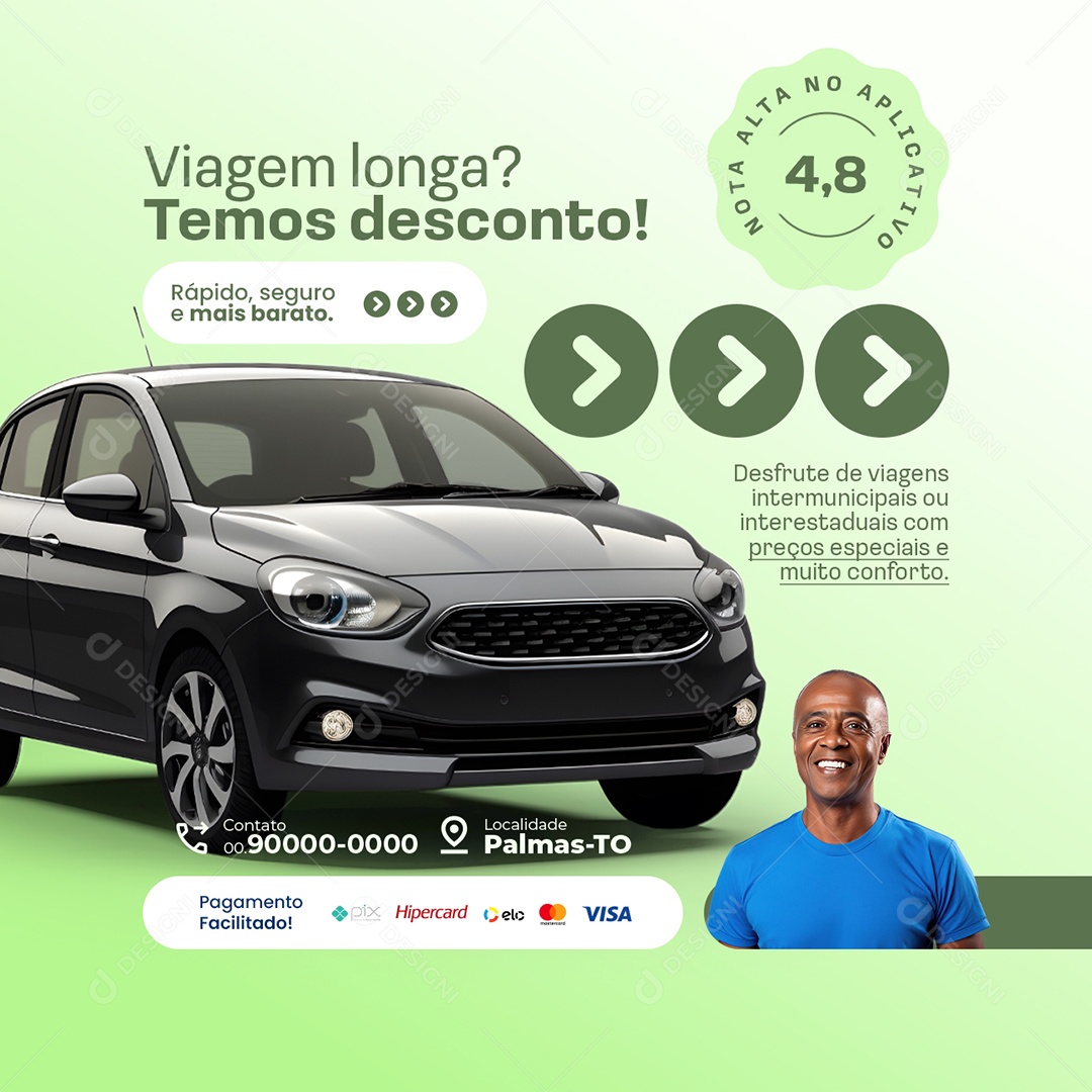 Uber Viagem Longa Temos Desconto Social Media PSD Editável