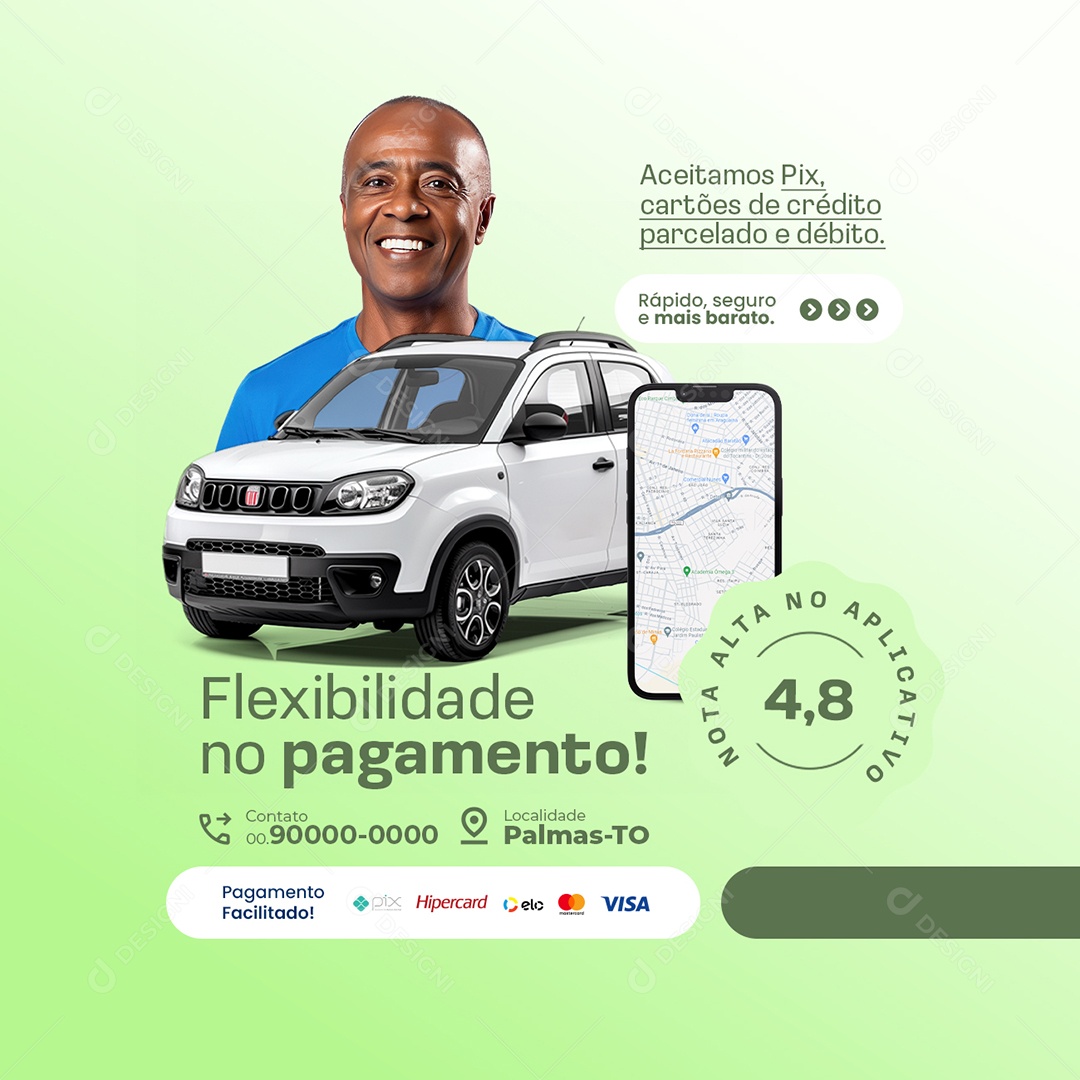 Uber Flexibilidade no Pagamento Social Media PSD Editável