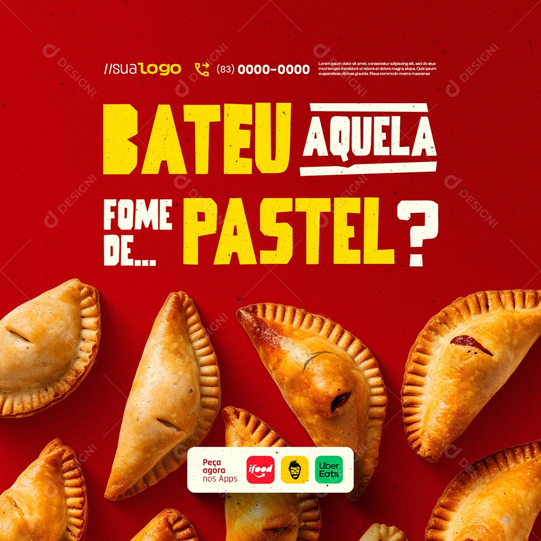 Pastelaria Bateu Aquela Fome de Pastel Social Media PSD Editável
