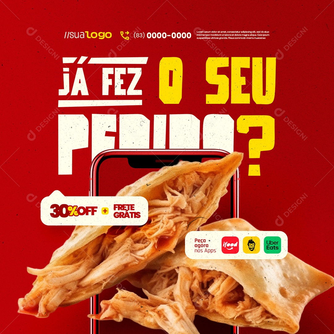 Pastelaria Já Fez o Seu Pedido Social Media PSD Editável