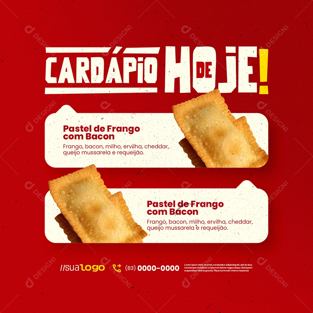 Pastelaria Cardápio de Hoje Social Media PSD Editável