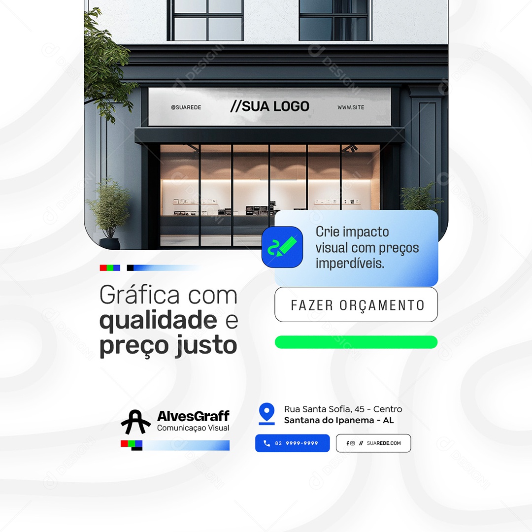 Gráfica com Qualidade e Preço Justo Social Media PSD Editável