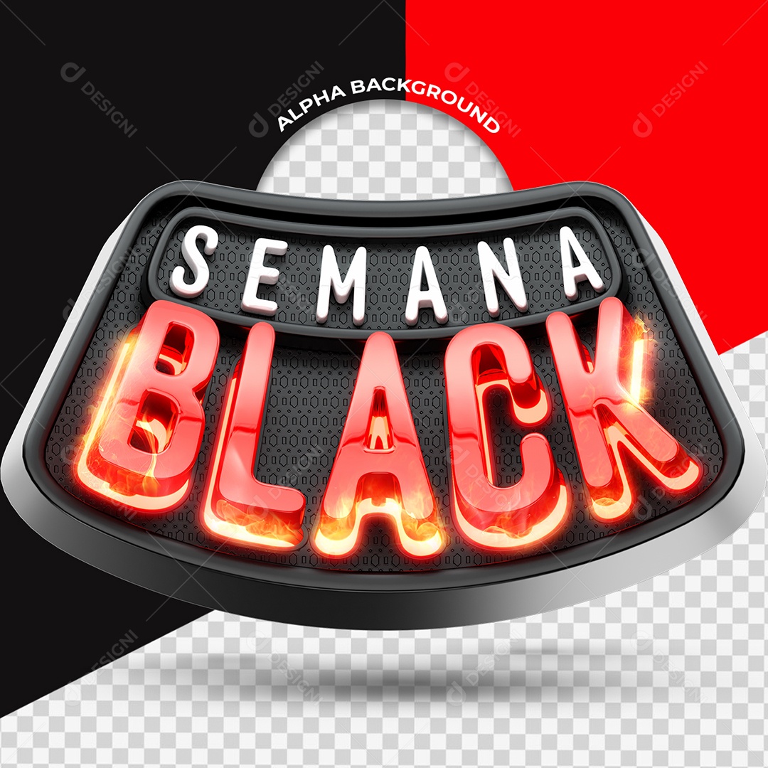 Semana Black Selo 3D Branco e Vermelho para Composição PSD
