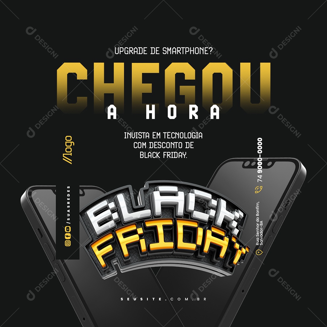Black Friday Loja de Celulares Upgrade de Smartphone Chegou Social Media PSD Editável