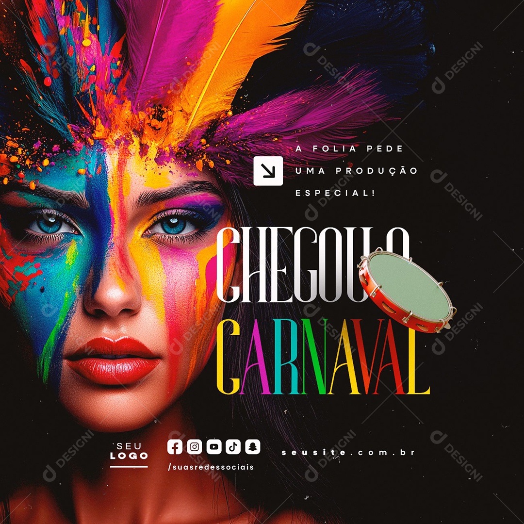 Chegou Carnaval A Folia Pede Uma Produção Especial Social Media PSD Editável
