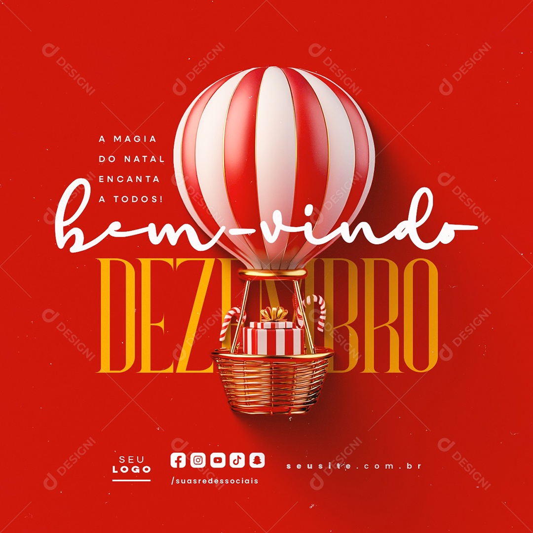 Bem Vindo Dezembro A Magia do Natal Encanta a Todos Social Media PSD Editável