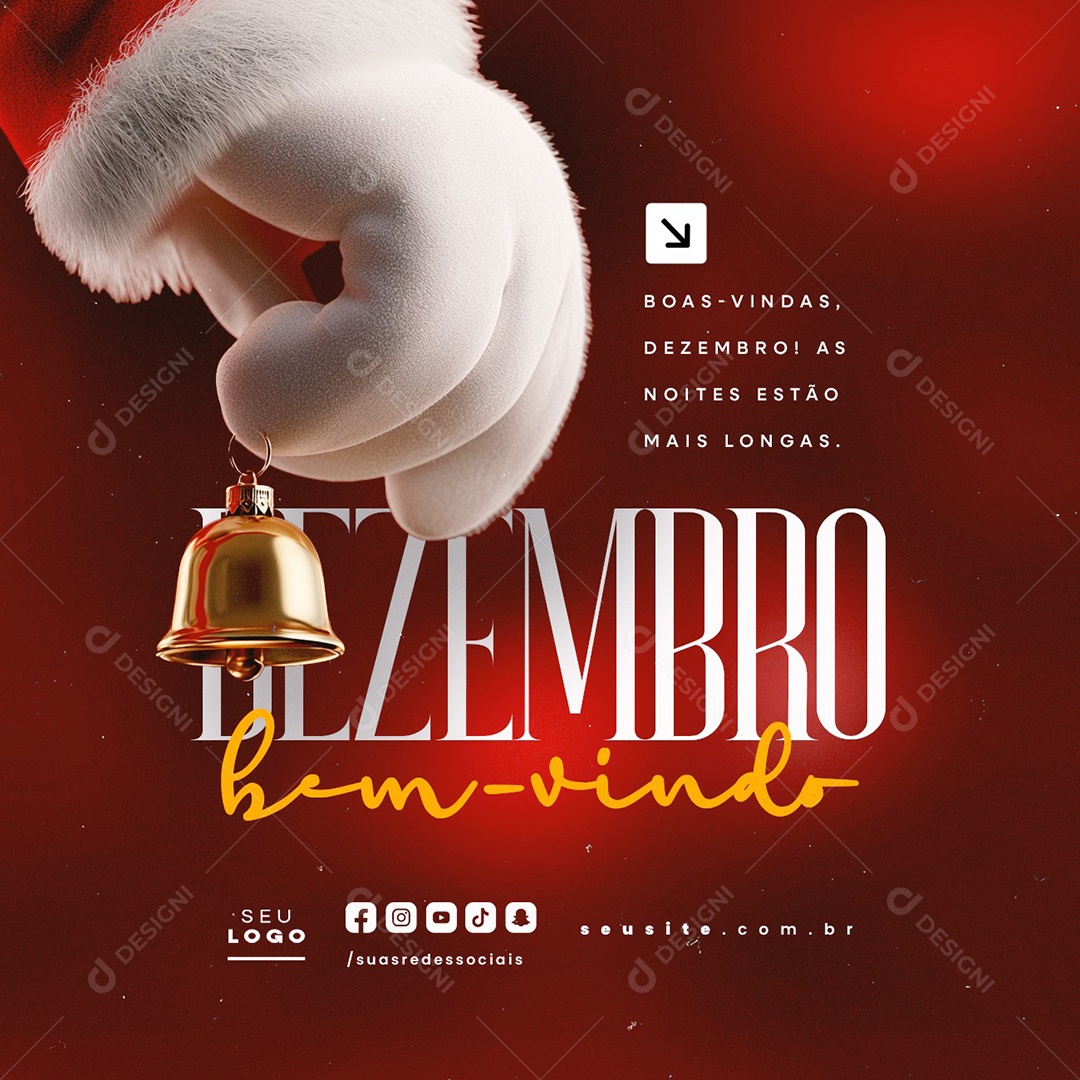 Bem Vindo Dezembro Boas Vindas Social Media PSD Editável