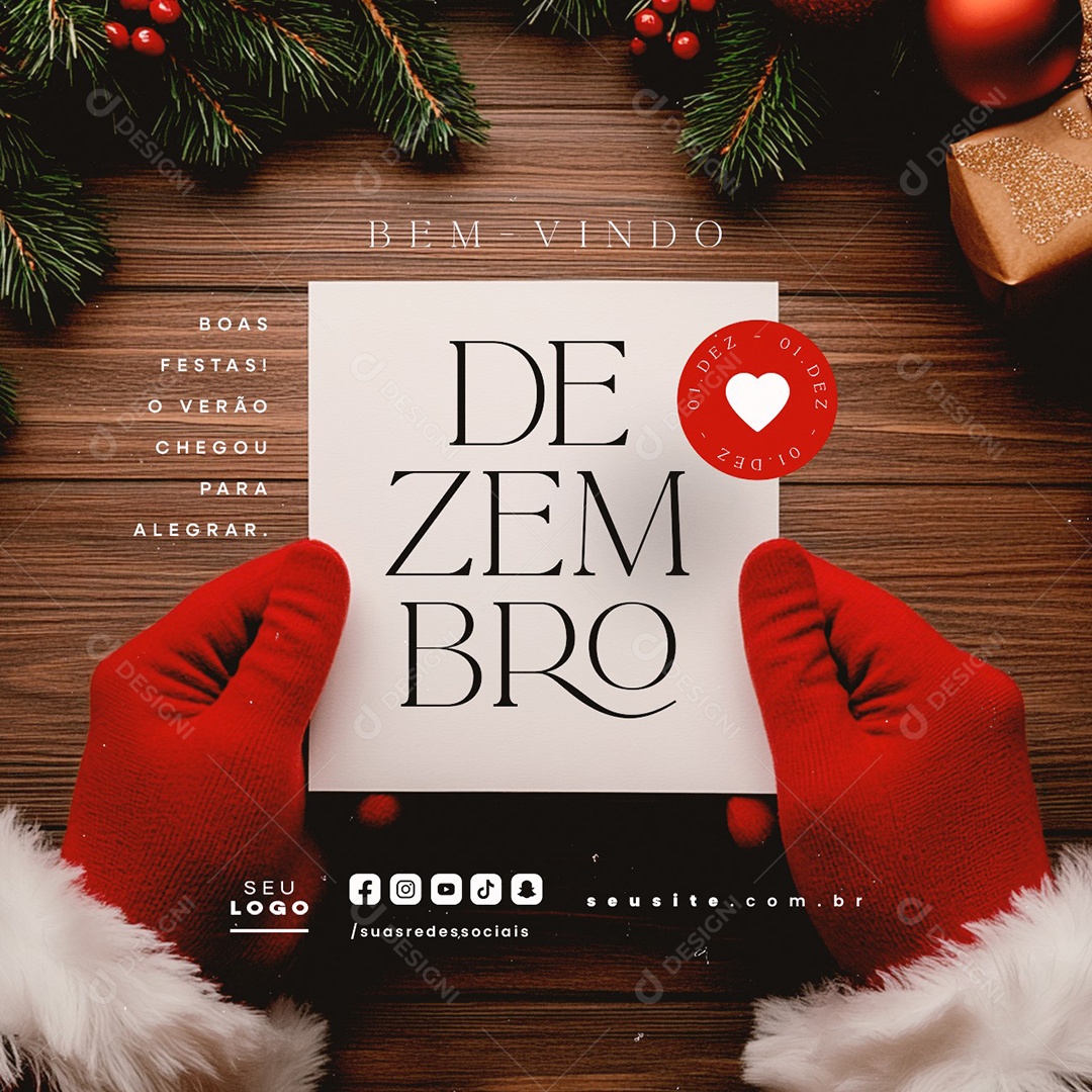 Bem Vindo Dezembro Boas Festas Social Media PSD Editável