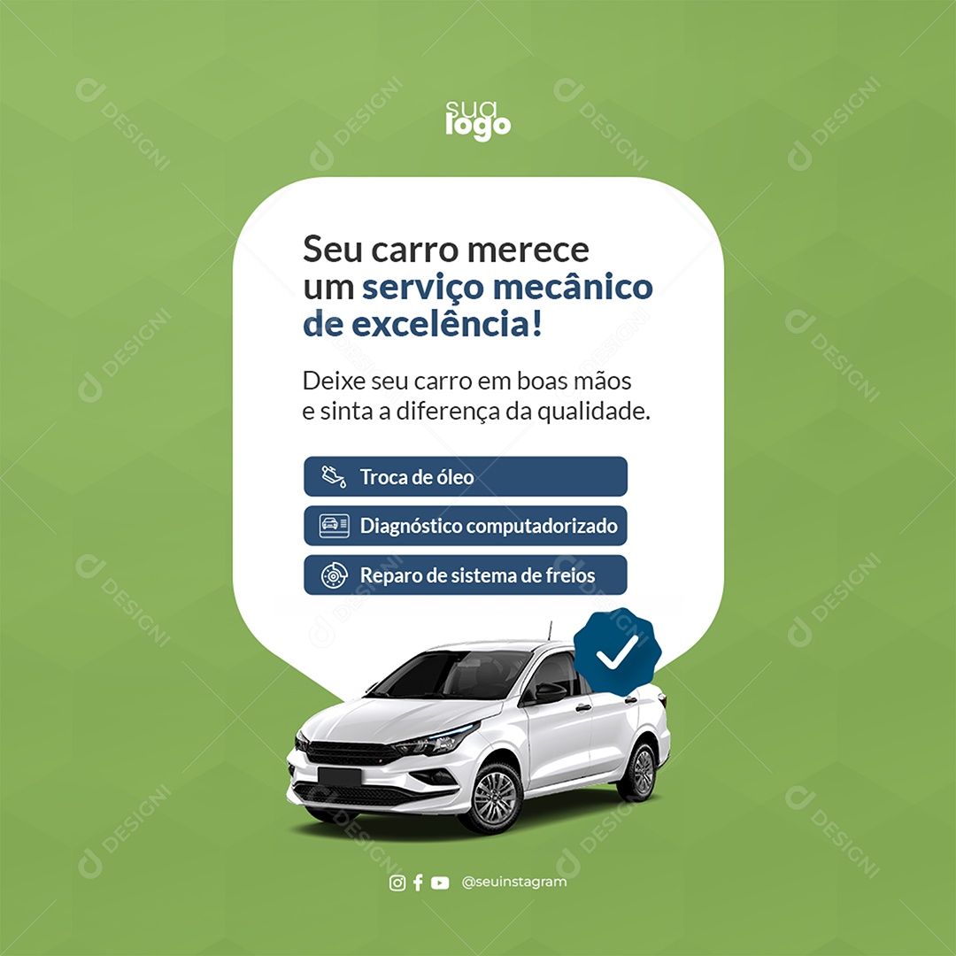 Oficina Mecânica Seu Carro Merece Um Serviço Mecânico de Excelência Social Media PSD Editável