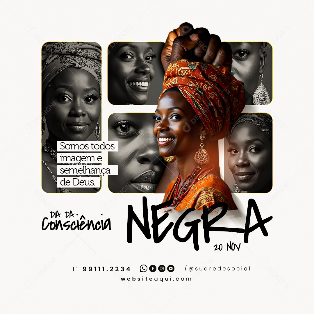 Dia da Consciência Negra 20 de Novembro Social Media PSD Editável