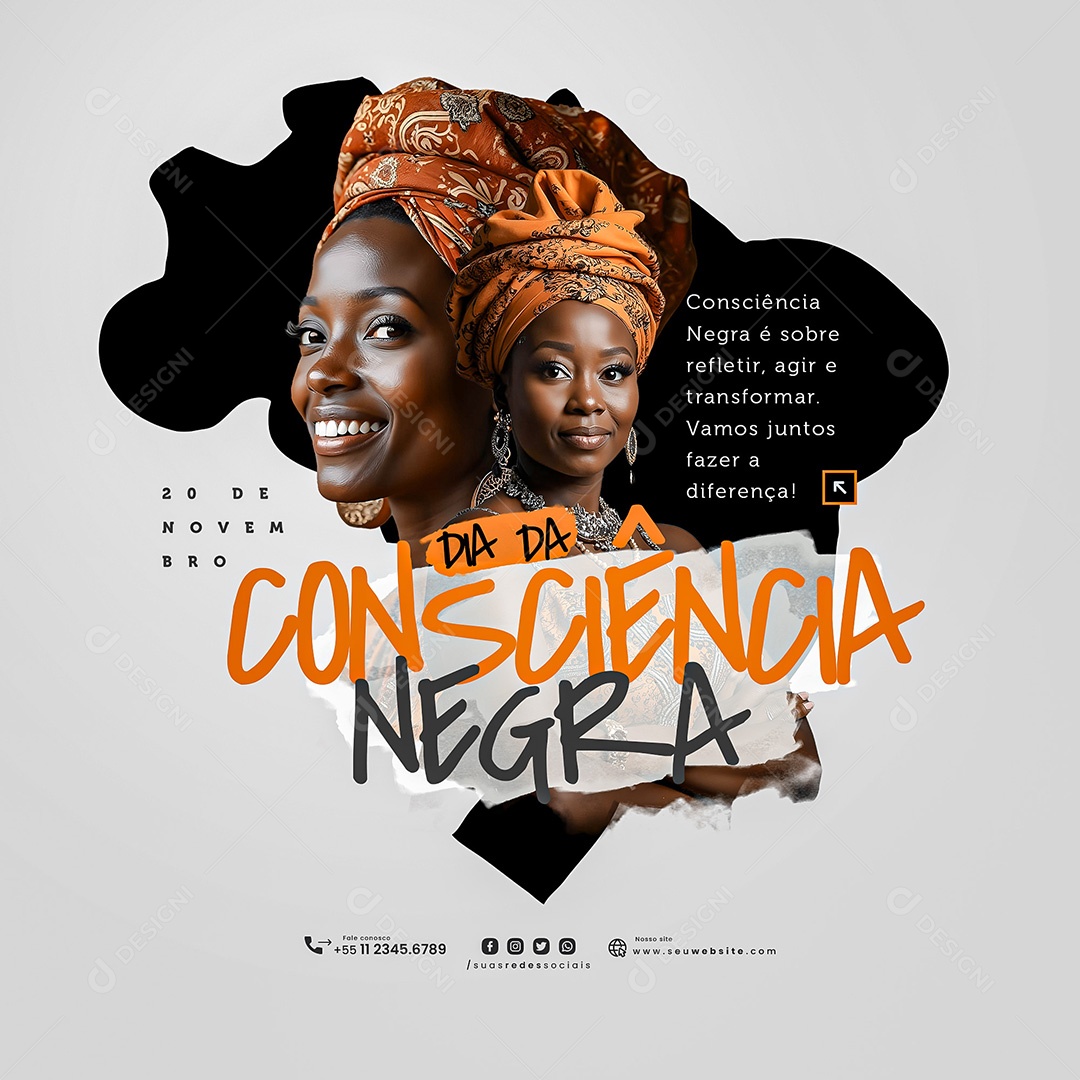 Dia da Consciência Negra 20 de Novembro Social Media PSD Editável