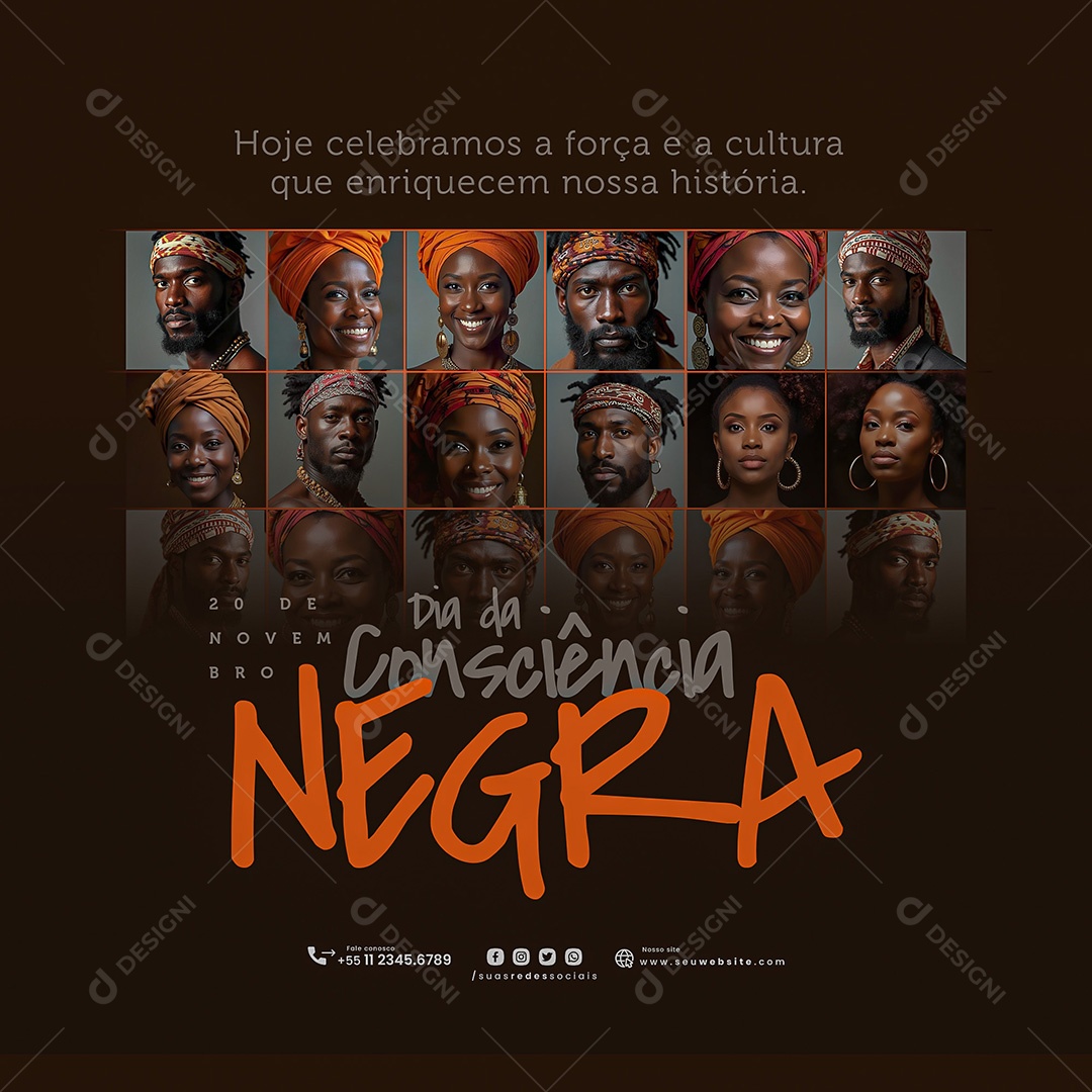 Dia da Consciência Negra 20 de Novembro Social Media PSD Editável