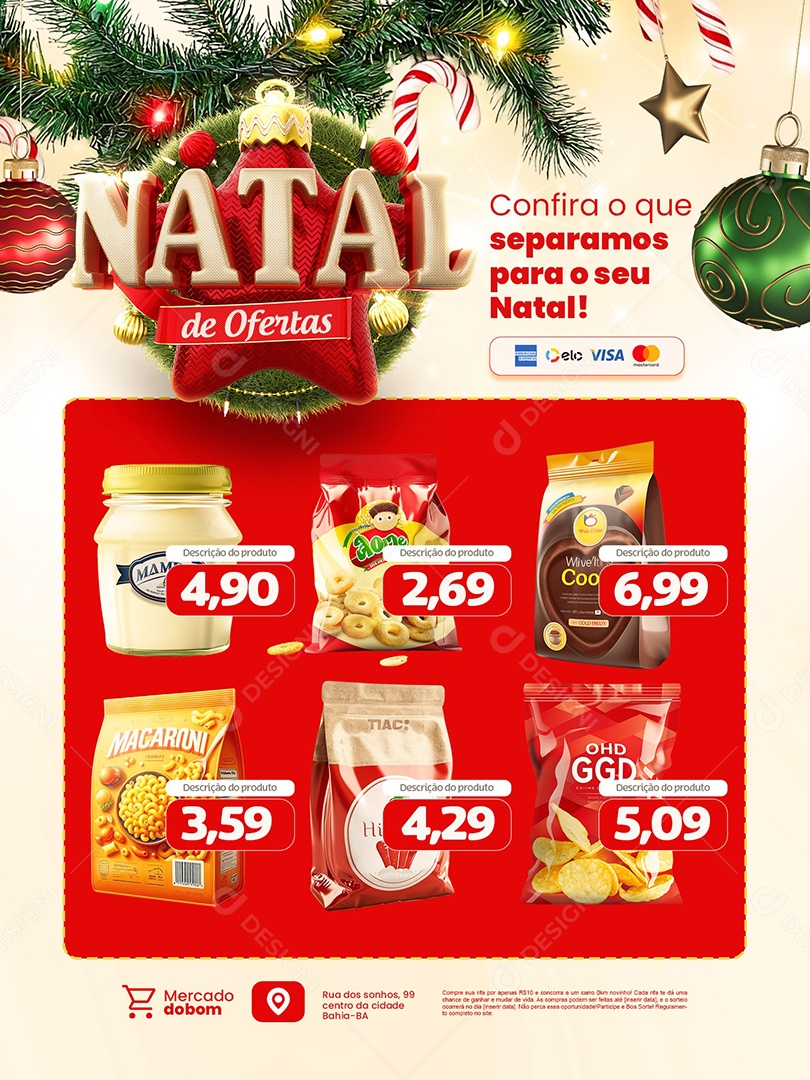 Encarte Natalino Natal de Ofertas Supermercado Social Media PSD Editável