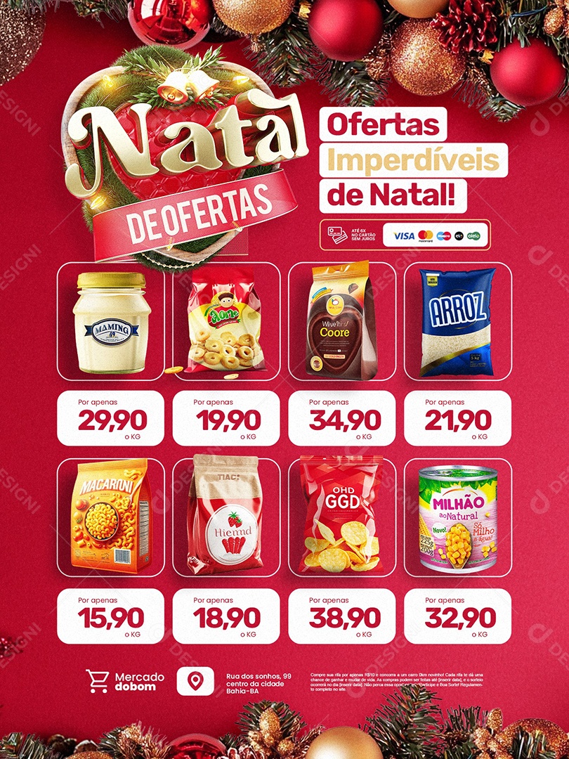 Encarte Natalino Natal de Ofertas Supermercado Social Media PSD Editável
