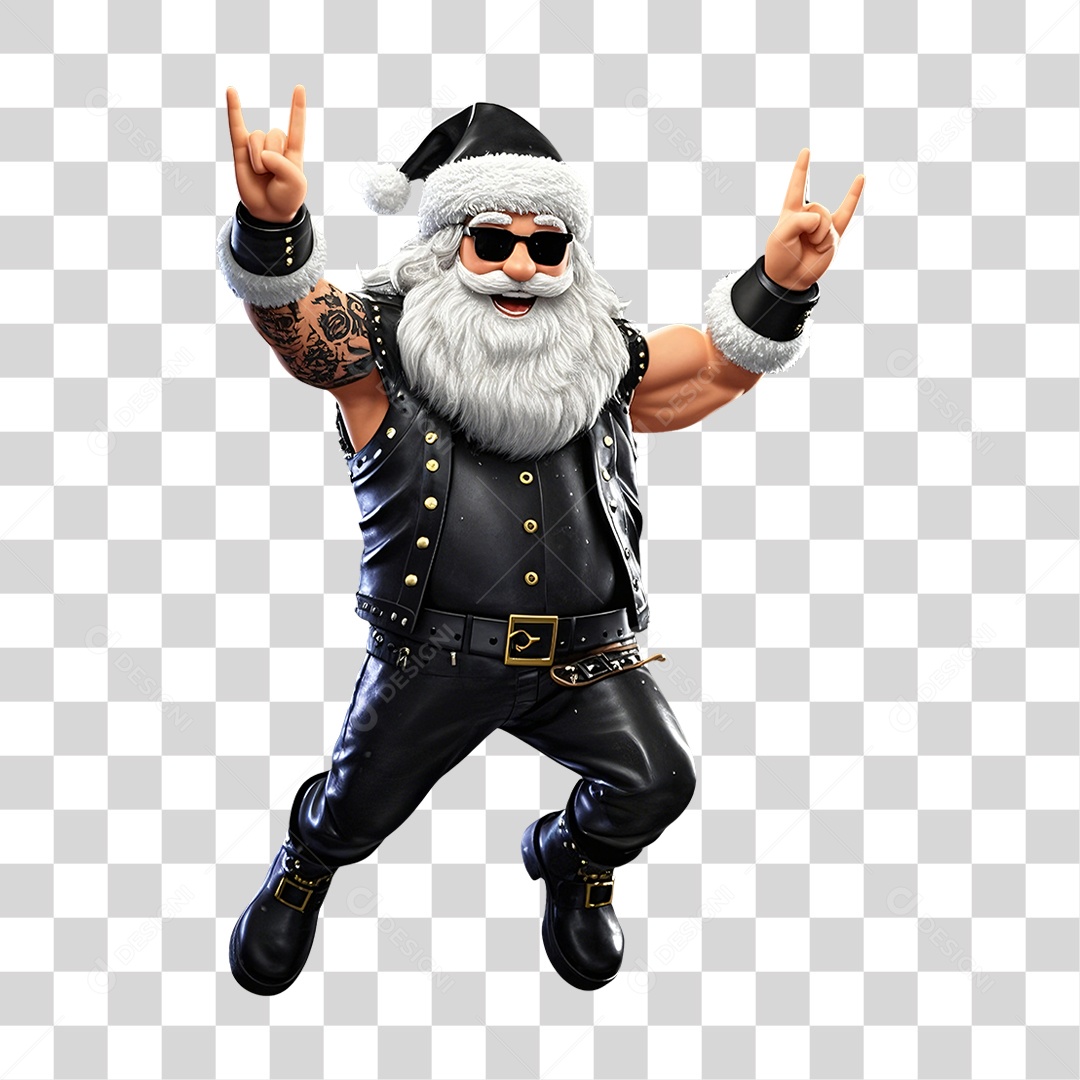 Papai Noel Roqueiro PNG Transparente