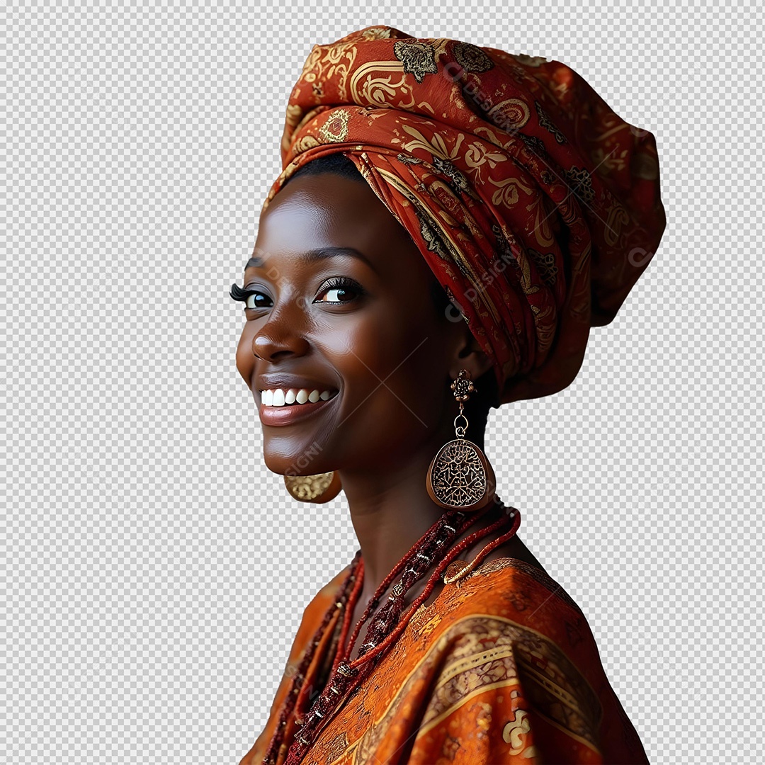 Mulher Negra Afro Inteligência Artificial para Composição PSD