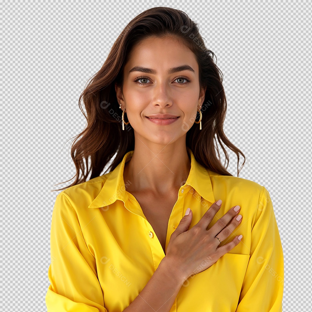Mulher Vestida de Amarelo Brasileira para Composição PSD