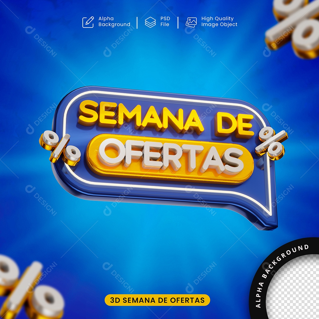 Selo 3D Semana de Ofertas Para Composição PSD