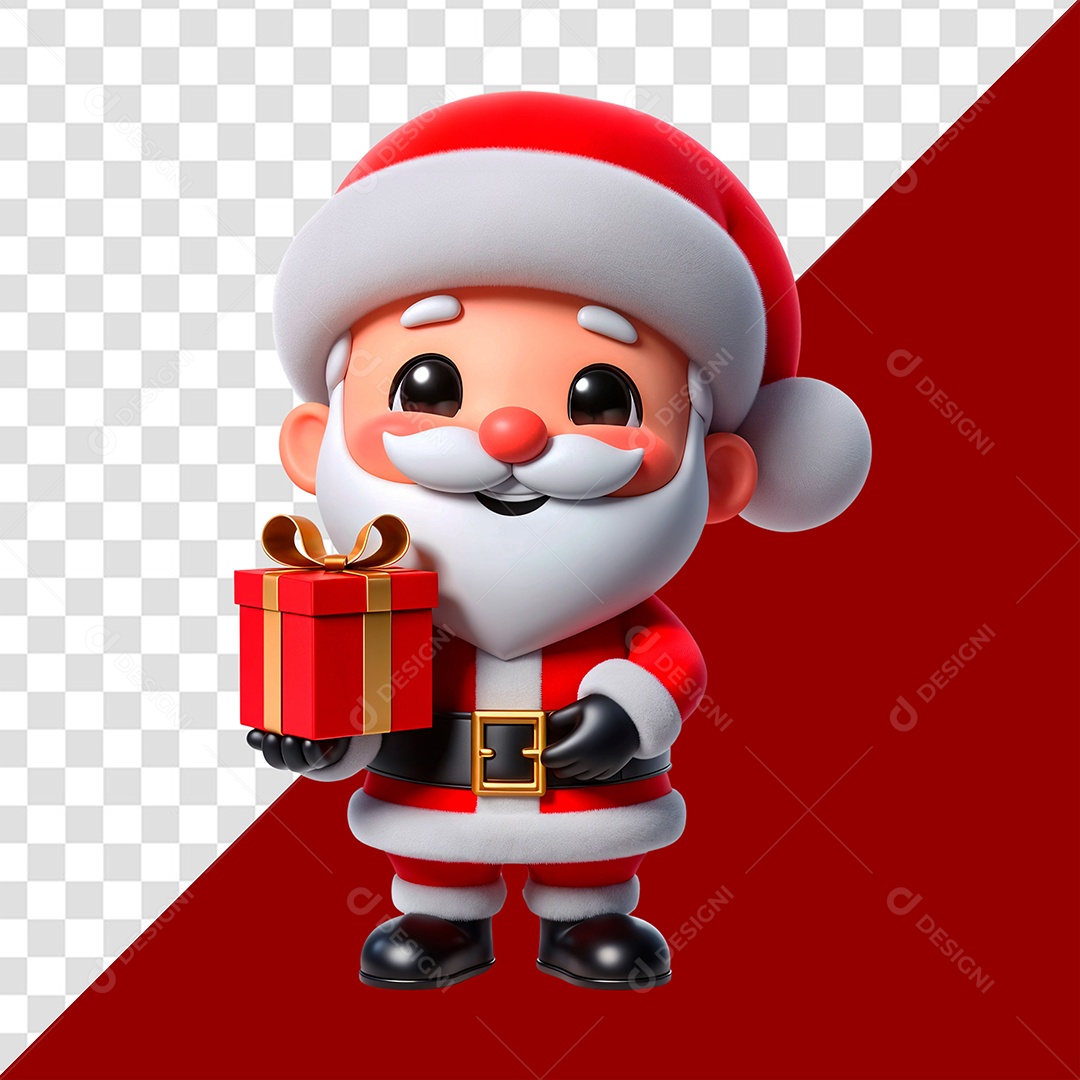 Personagem de Papai Noel Com Presente Elemento 3D Para Composição PSD