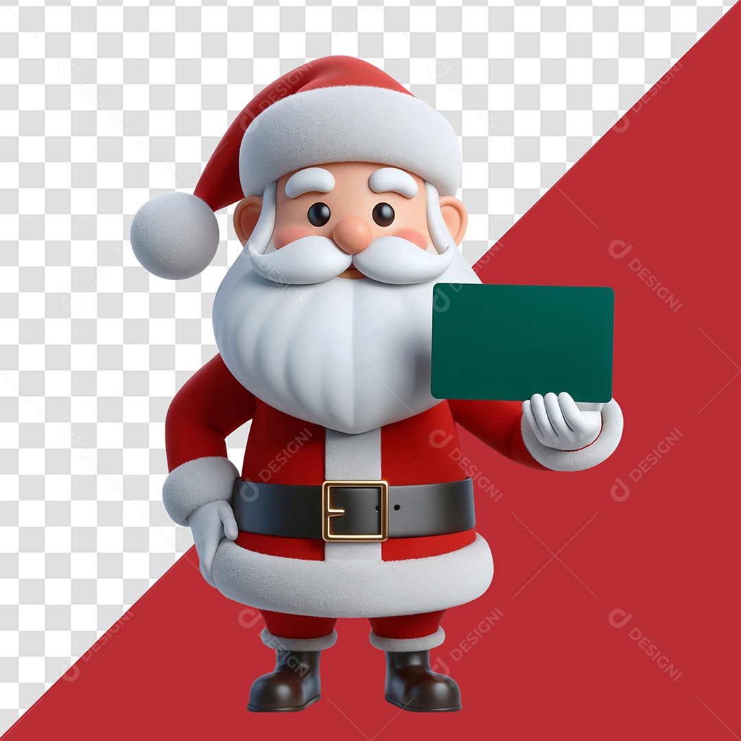 Personagem Papai Noel Segurando Carta Elemento 3D Para Composição PSD